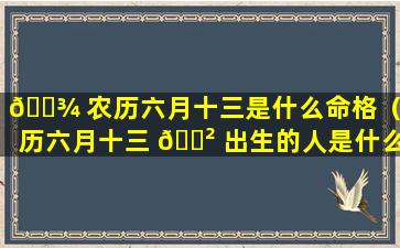 🌾 农历六月十三是什么命格（农历六月十三 🌲 出生的人是什么命）